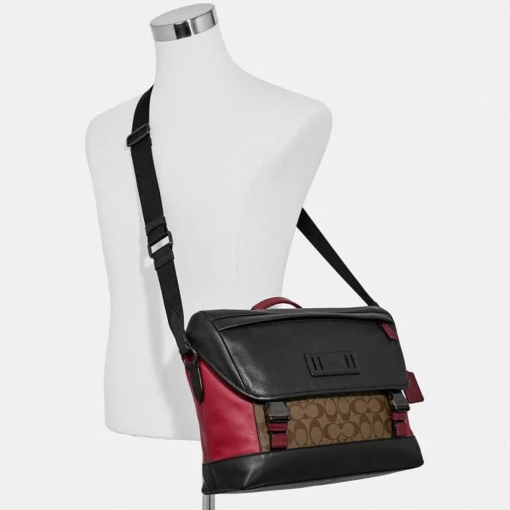 COACH Ranger Messenger Gender Neutral ColorBlock Leather & Signature C Canvas - Picture 9 of 14